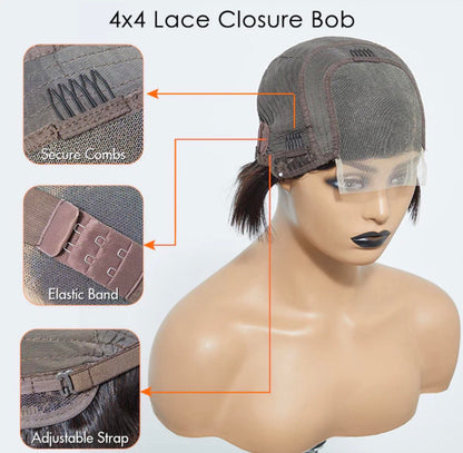 💇‍♀️ 8-Inch Straight Bob – 4x4 Lace Closure (Side Part)